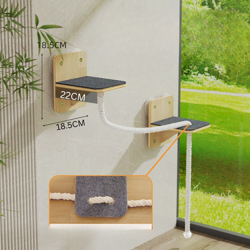Cat Climbing Shelf With Rope Steps