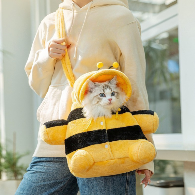 Cute Bear And Bee Crossbody Cat Carrier Bag