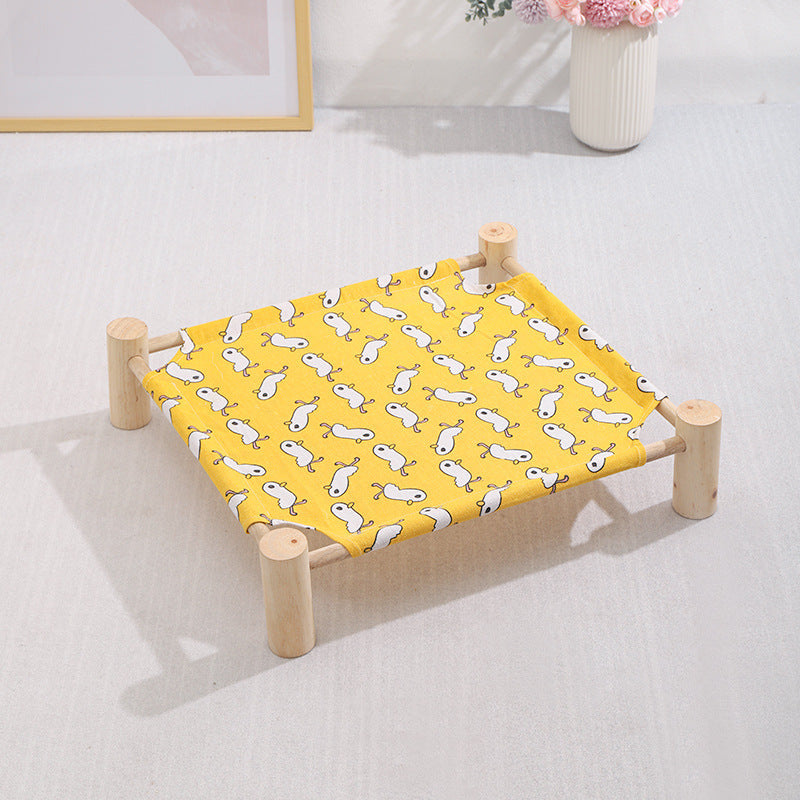 Wooden Elevated Pet Bed Summer Cooling Hammock