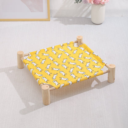Wooden Elevated Pet Bed Summer Cooling Hammock