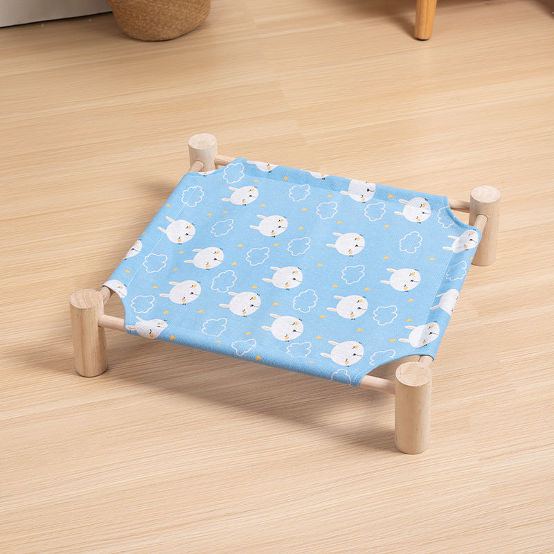Wooden Elevated Pet Bed Summer Cooling Hammock