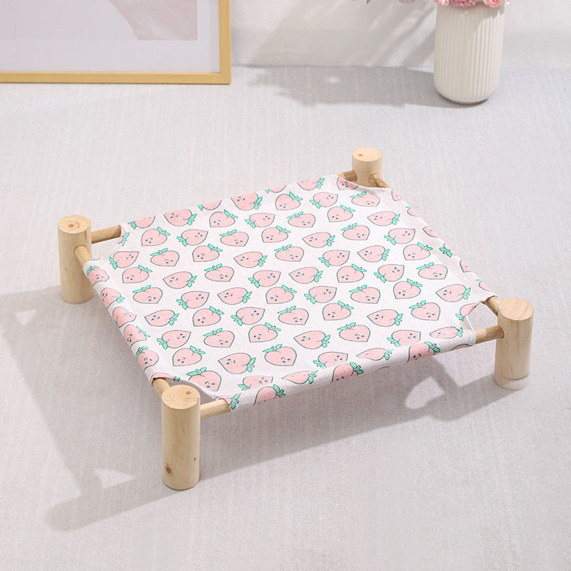 Wooden Elevated Pet Bed Summer Cooling Hammock