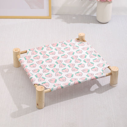 Wooden Elevated Pet Bed Summer Cooling Hammock