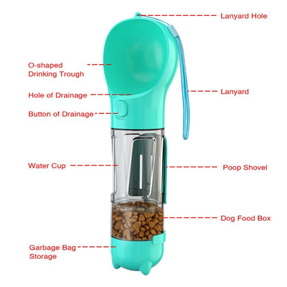 Portable 4 In 1 Dog Travel Water Bottle