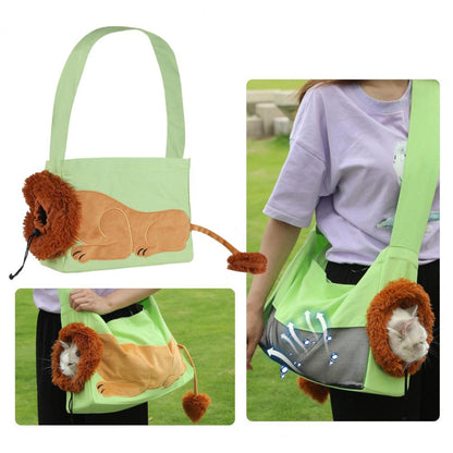 Pet Outdoor Bag Lion Shaped Cat Canvas Carrier Bag