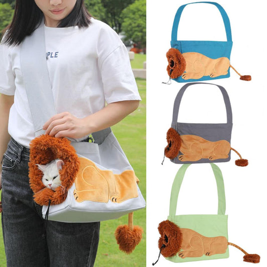 Pet Outdoor Bag Lion Shaped Cat Canvas Carrier Bag