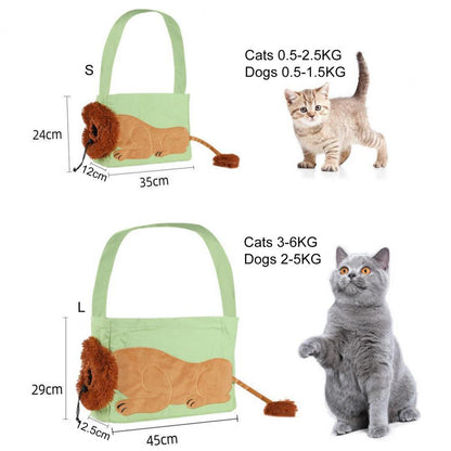 Pet Outdoor Bag Lion Shaped Cat Canvas Carrier Bag