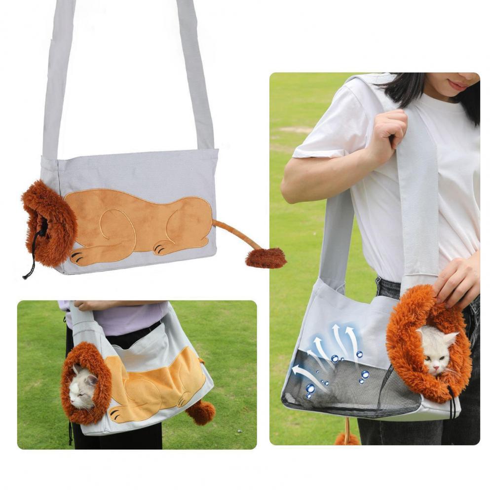 Pet Outdoor Bag Lion Shaped Cat Canvas Carrier Bag