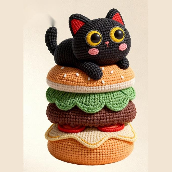 Hamburger Cat 3D Woven Wall Scratcher with Bonus Cat Toy