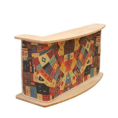 Boho vintage cat scratcher side table on white background