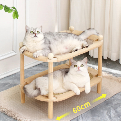 Double Layer Wooden Cat Bed