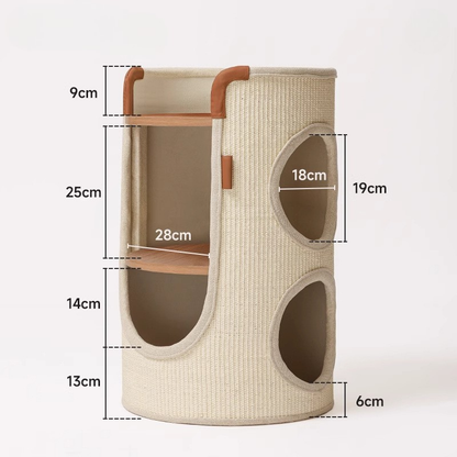 Sisal Barrel Cat Bed Double Layer Scratcher And Tree