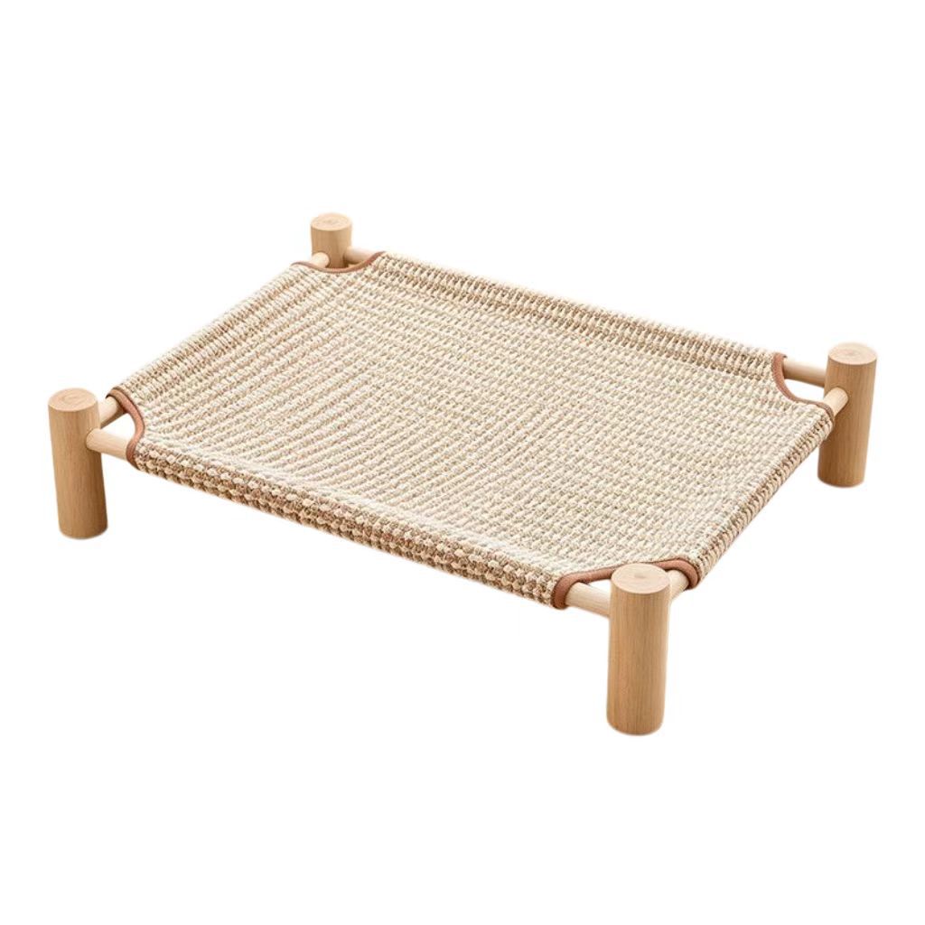 Elevated Wood Cot Bed, Washable Breathable Cat & Dog Bed