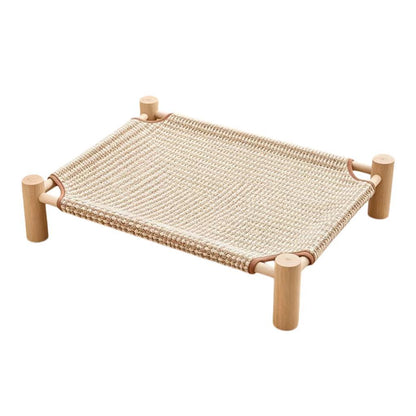 Elevated Wood Cot Bed, Washable Breathable Cat & Dog Bed