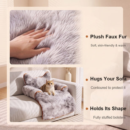 Plush faux fur, sofa-hugging fit and fully stuffed bolsters