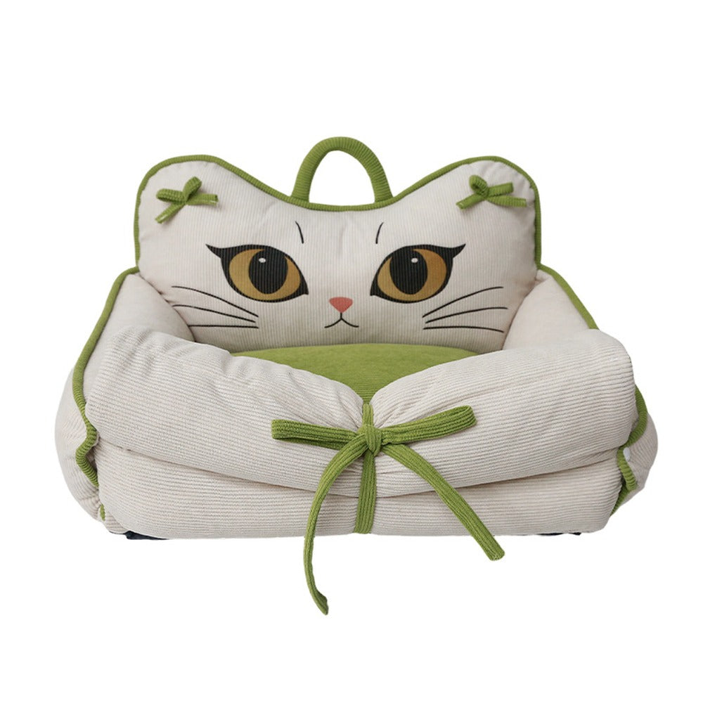 Cream Kitty corduroy pet sofa bed