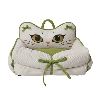 Cream Kitty corduroy pet sofa bed