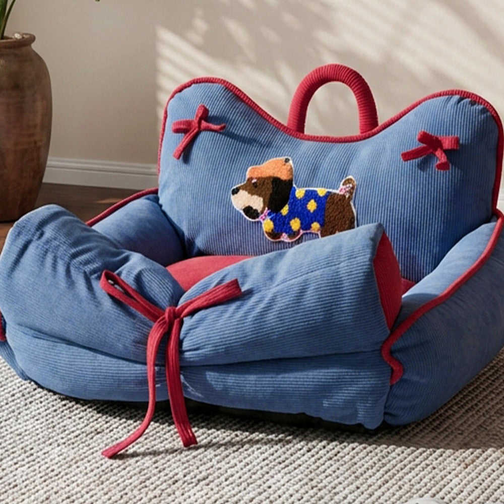Blue Puppy corduroy pet sofa bed