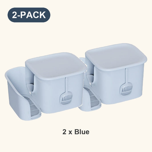 2-pack blue extra large cat litter box