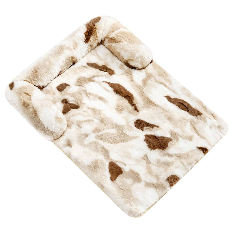 Fluffy Faux Fur Calming Pet Mat with Raised Bolster