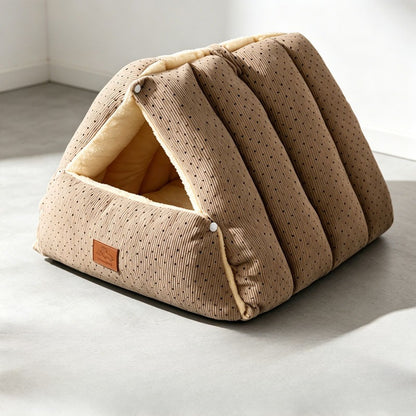 Mocha Polka Dot foldable cat tent bed