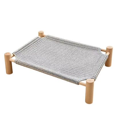 Elevated Wood Cot Bed, Washable Breathable Cat & Dog Bed