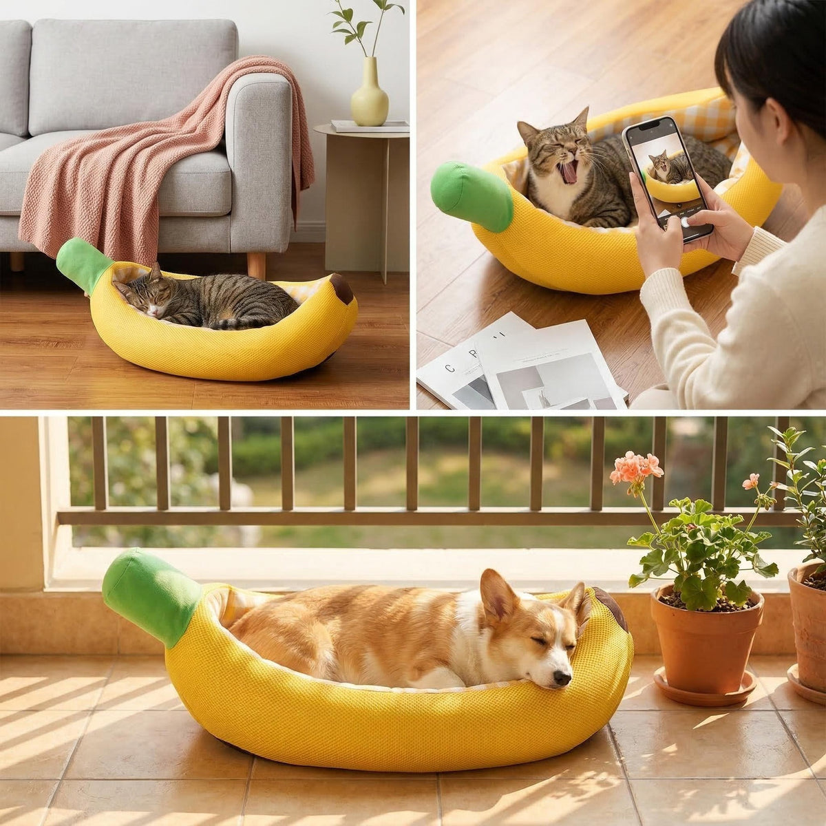 Banana Pet Nest, Semi-Enclosed Cat & Small Dog Bed