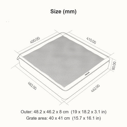 Litter platform size 48.2 x 46.2 x 8 cm