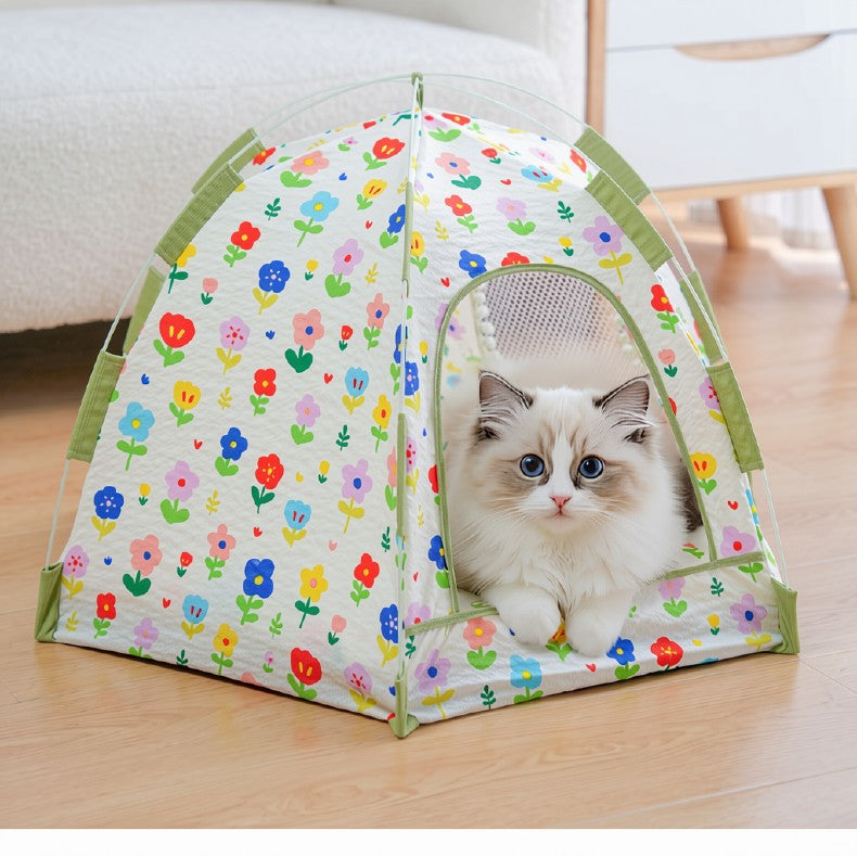 Floral Breathable Pet Tent Summer Cooling House for Cats & Dogs