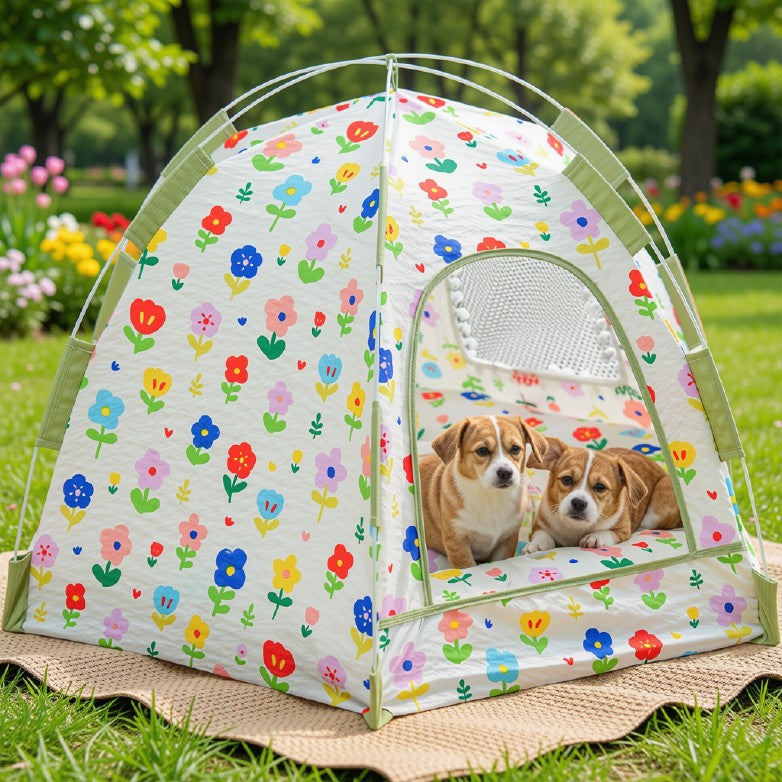 Floral Breathable Pet Tent Summer Cooling House for Cats & Dogs