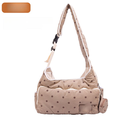 Quilted Pet Sling Carrier Bag for Cats & Small Dogs - Coffee Brown