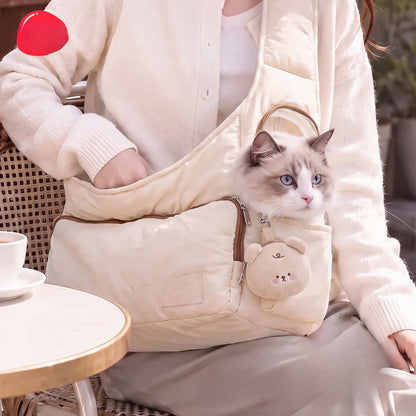 Quilted Pet Sling Carrier Bag for Cats & Small Dogs