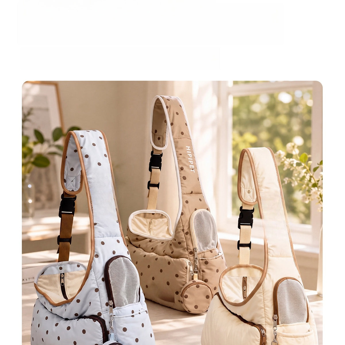 Quilted Pet Sling Carrier Bag for Cats & Small Dogs