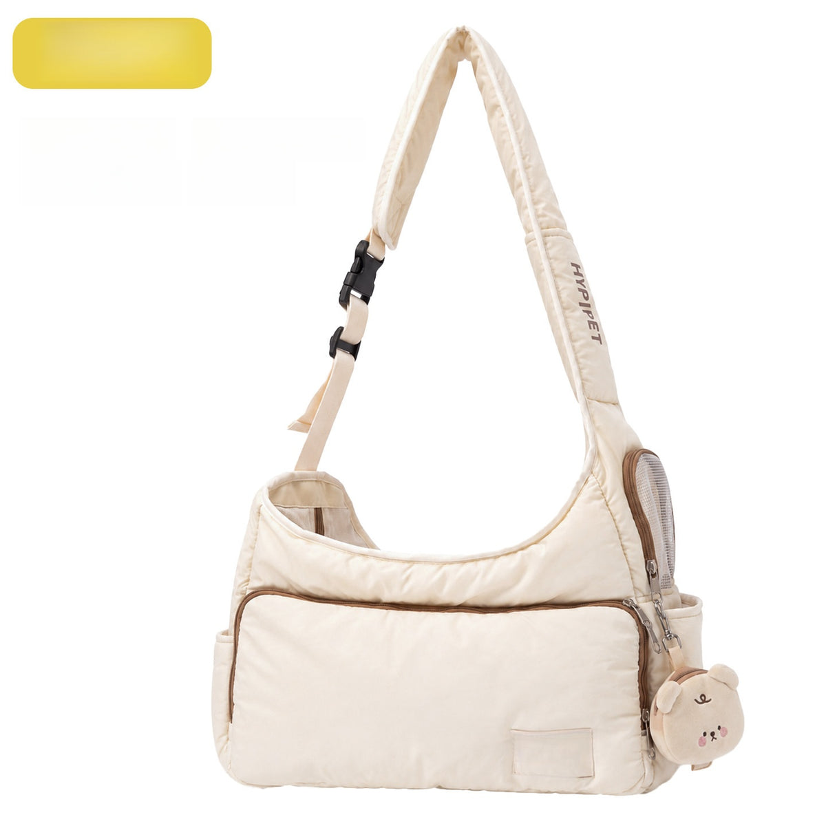 Quilted Pet Sling Carrier Bag for Cats & Small Dogs - Cream Yellow
