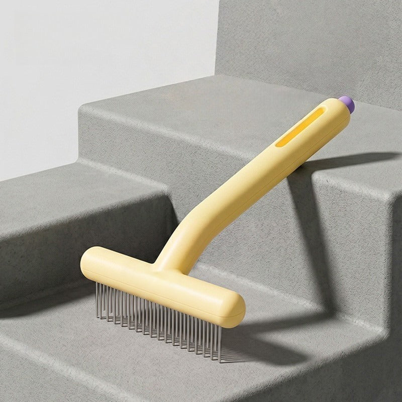 Yellow undercoat rake comb for cats and dogs