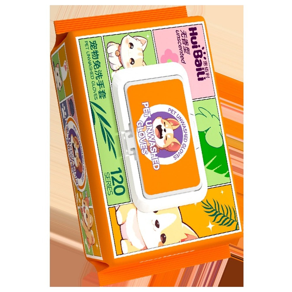 Pet no-rinse cleaning glove wipes pack