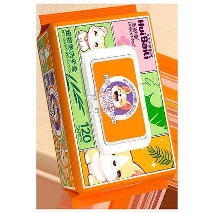 Pet no-rinse cleaning glove wipes pack