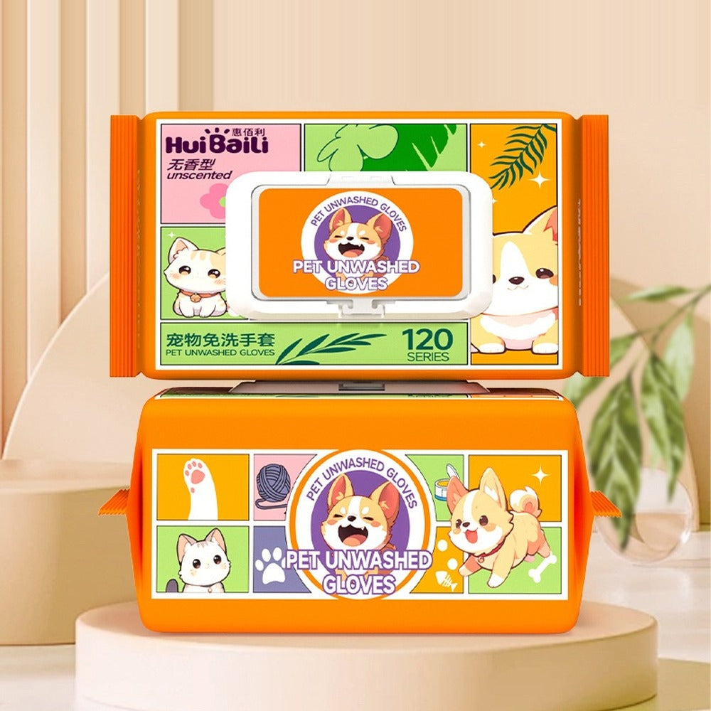 Pet cleaning glove wipes for cats and dogs