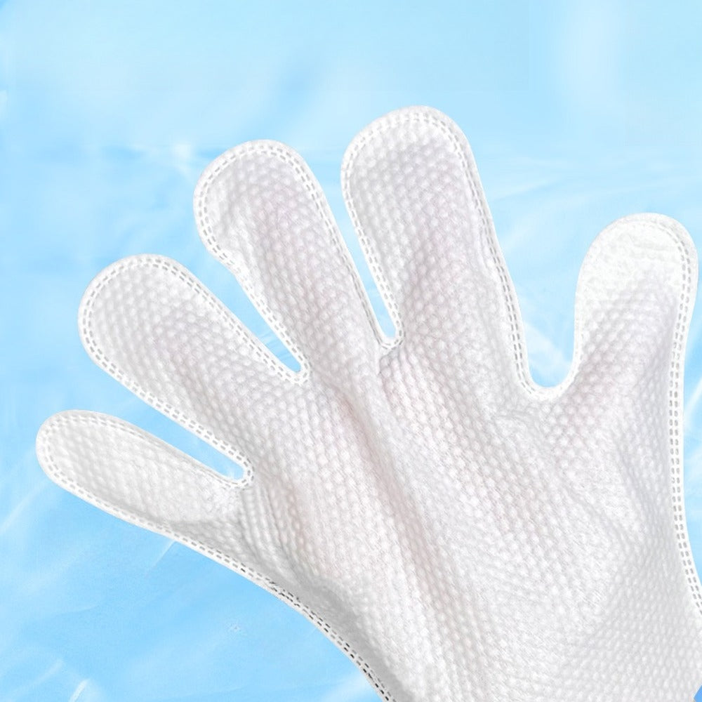 Five-finger pet cleaning glove with pearl-dot texture