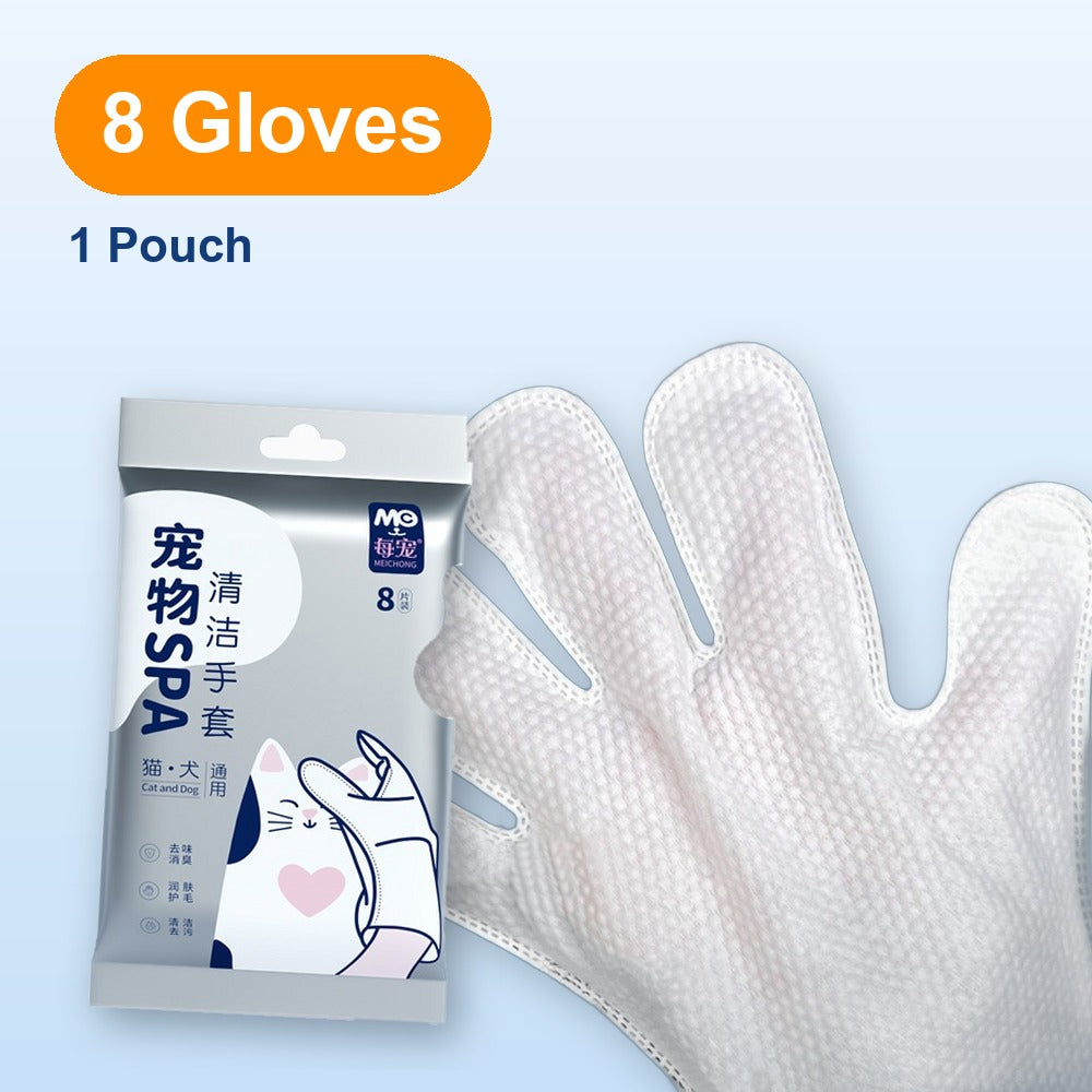 1 pouch of 8 pet bath gloves