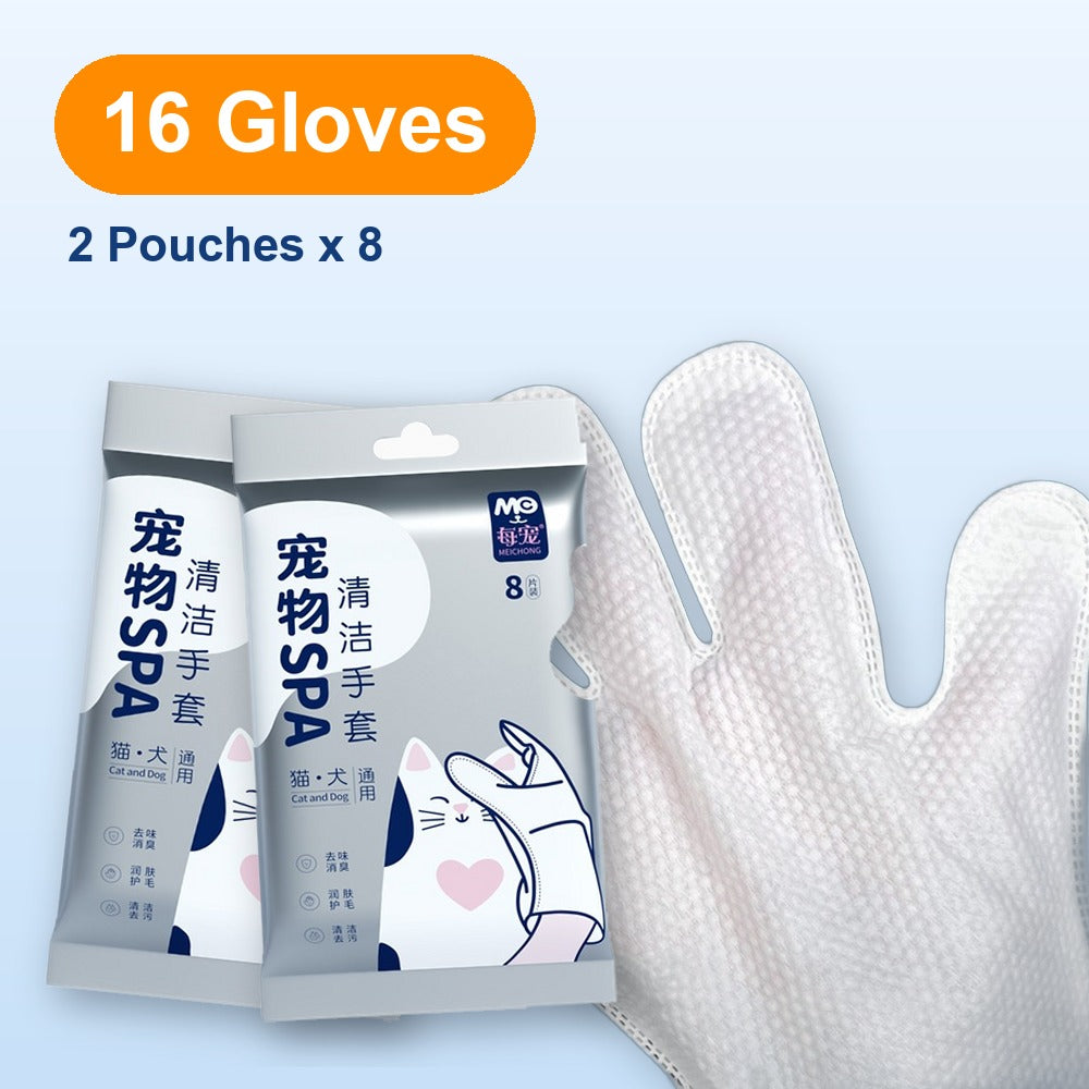 2 pouches, 16 pet bath gloves