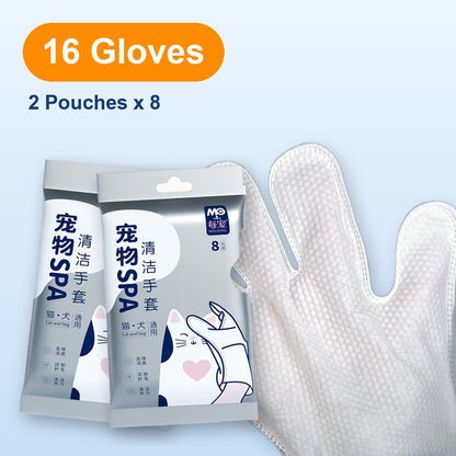 2 pouches, 16 pet bath gloves