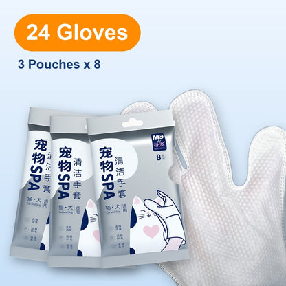 3 pouches, 24 pet bath gloves
